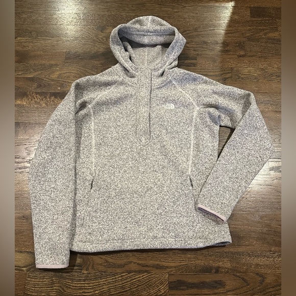 The North Face Hoodie M Gray Pullover 1/4 Zip Pockets Outdoors Winter Casual - Picture 2 of 8